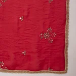 Women’s Red Chiffon Dupatta with Golden Sequin Work Festive Ethnic Scarf - Image 8