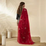 Women’s Red Chiffon Dupatta with Golden Sequin Work Festive Ethnic Scarf - Image 5