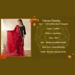 Women’s Red Chiffon Dupatta with Golden Sequin Work Festive Ethnic Scarf - Image 9