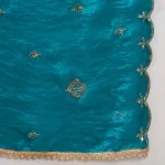 Women’s Teal Green Georgette Dupatta Arka Work with Sequin Stylish Scarf - Image 8