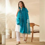 Women’s Teal Green Georgette Dupatta Arka Work with Sequin Stylish Scarf - Image 4