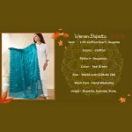 Women’s Teal Green Georgette Dupatta Arka Work with Sequin Stylish Scarf - Image 9