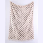 Beige & Brown Floral Hand Block Print Throw Blanket - Image 4
