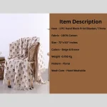 Beige & Brown Floral Hand Block Print Throw Blanket - Image 5
