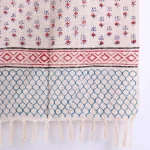 Beige & Red Floral Hand Block Print Throw For Home Decor - Image 5