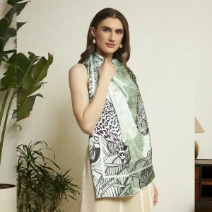 Boho Luxe Tiger Print Scarf Lightweight Satin Feel Square Wrap for Women - Image 6