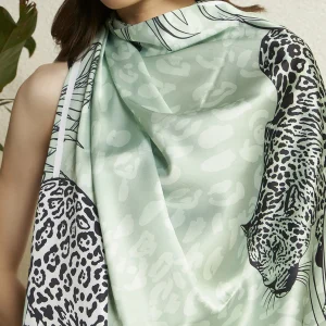 Boho Luxe Tiger Print Scarf Lightweight Satin Feel Square Wrap for Women - Image 8