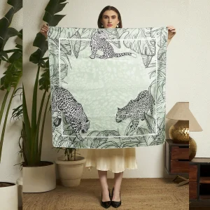 Boho Luxe Tiger Print Scarf Lightweight Satin Feel Square Wrap for Women - Image 7