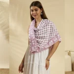 Daily Wear Purple Floral Cotton Wrap Square Scarf - Image 2