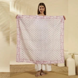 Daily Wear Purple Floral Cotton Wrap Square Scarf - Image 6