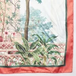 Designer Style Peacock Garden Scarf Green & Beige Crepe Silk Wrap Women's - Image 7