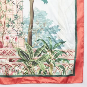Designer Style Peacock Garden Scarf Green & Beige Crepe Silk Wrap Women's - Image 7