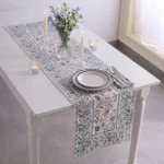 Elegant Floral Cotton Table Runner Indian Hand Block Print Design