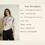 Elegant Jungle Theme Silk Scarf Floral and Panther Print Square Wrap - Image 10