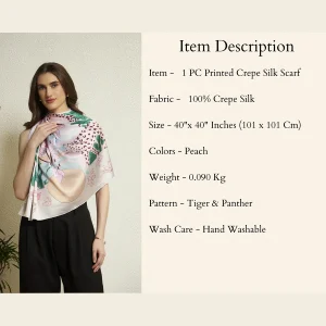 Elegant Jungle Theme Silk Scarf Floral and Panther Print Square Wrap - Image 10