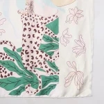 Elegant Jungle Theme Silk Scarf Floral and Panther Print Square Wrap - Image 9