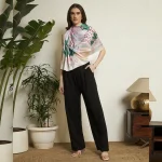 Elegant Jungle Theme Silk Scarf Floral and Panther Print Square Wrap - Image 4