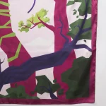 Elegant Monkey Print Silk Scarf Purple Crepe Silk Designer Wrap for Women's - Image 9