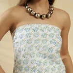 Green Floral Hand Block Print Cotton Scarf - Image 7