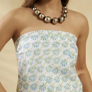 Green Floral Hand Block Print Cotton Scarf - Image 7