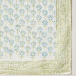 Green Floral Hand Block Print Cotton Scarf - Image 8