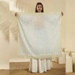 Green Floral Hand Block Print Cotton Scarf - Image 5
