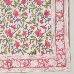 Elegant Pink Green Floral Cotton Scarf for Women - Image 6