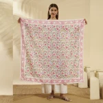 Elegant Pink Green Floral Cotton Scarf for Women - Image 8