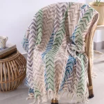 Hand Block Print Zig Zag Cotton Throw Blanket - Image 2