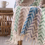 Hand Block Print Zig Zag Cotton Throw Blanket - Image 3