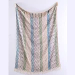 Hand Block Print Zig Zag Cotton Throw Blanket - Image 4