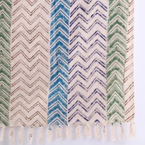Hand Block Print Zig Zag Cotton Throw Blanket - Image 5