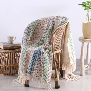 hand-block-print-zig-zag-cotton-throw-blanket WT-268 (5) Hand Block Print Zig Zag Cotton Throw Blanket