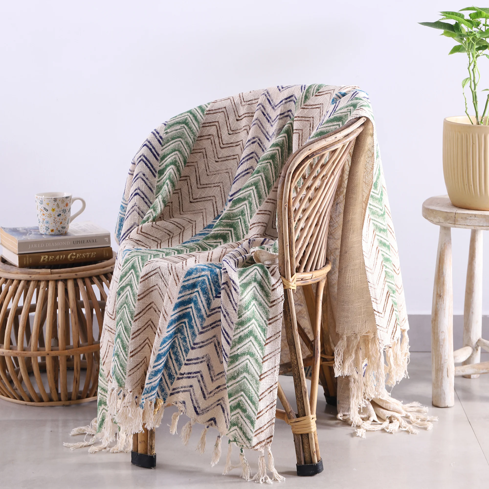hand-block-print-zig-zag-cotton-throw-blanket WT-268 (5)