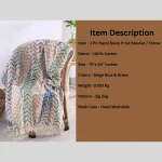Hand Block Print Zig Zag Cotton Throw Blanket - Image 6