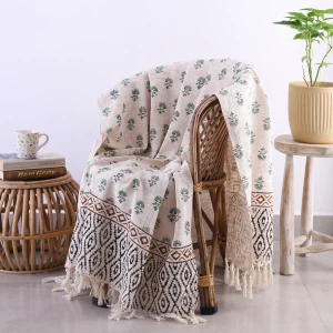 handmade-decorative-couch-blanket-hand-block-floral-print-throw WT-272 (1) Handmade Decorative Couch Blanket Hand Block Floral Print Throw