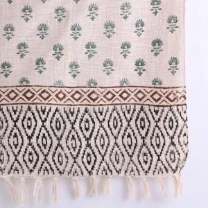 Handmade Decorative Couch Blanket Hand Block Floral Print Throw - Image 5