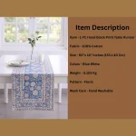 Indian Hand Block Print Floral Table Runner Blue White Cotton Linen - Image 6