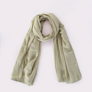 Lightweight Olive Green Neck Wrap Chiffon Scarf for Women with Lace - Image 8
