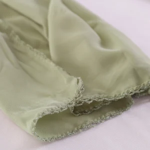 Lightweight Olive Green Neck Wrap Chiffon Scarf for Women with Lace - Image 7