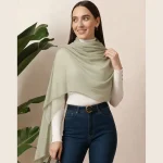 Lightweight Olive Green Neck Wrap Chiffon Scarf for Women with Lace - Image 2