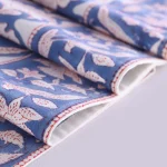 Luxury Blue White Floral Hand Block Print Cotton Table Runner - Image 5
