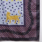 Luxury Leopard Print Silk Scarf Gray Polka Dot Crepe Silk Wrap for Women - Image 9