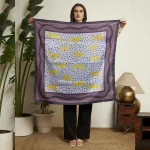 Luxury Leopard Print Silk Scarf Gray Polka Dot Crepe Silk Wrap for Women - Image 8
