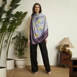 Luxury Leopard Print Silk Scarf Gray Polka Dot Crepe Silk Wrap for Women - Image 4