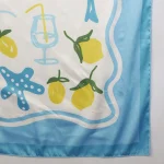 Luxury Palm Tree Print Silk Scarf Off White & Turquoise Crepe Silk Wrap - Image 9