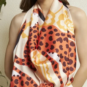 Modern Leopard Print Silk Shawl Soft Lightweight Designer Scarf for Women - Image 8