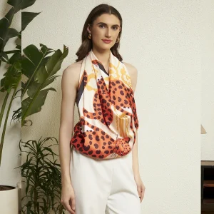 Modern Leopard Print Silk Shawl Soft Lightweight Designer Scarf for Women - Image 4