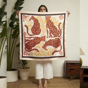 Modern Leopard Print Silk Shawl Soft Lightweight Designer Scarf for Women - Image 7