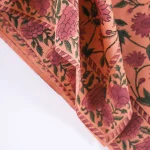 Peach Floral Hand Block Print Cotton Scarf For Women - Image 10